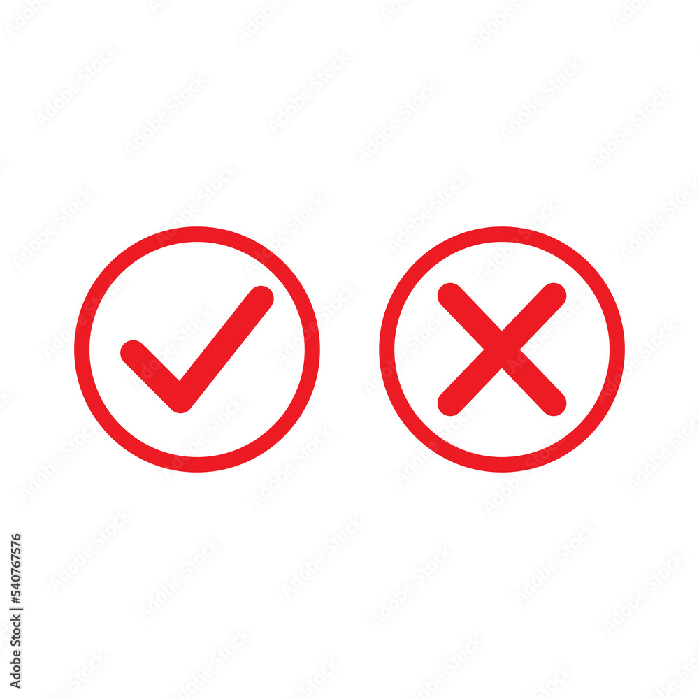 check mark green and red icon symbol check mark green and red icon symbol
