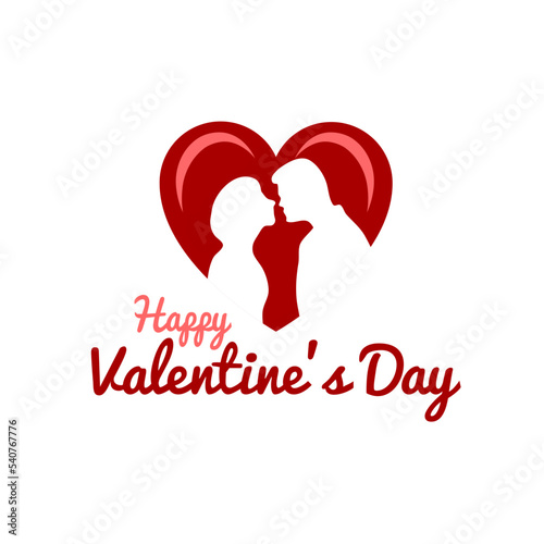 Happy Valentines day couple in heart design