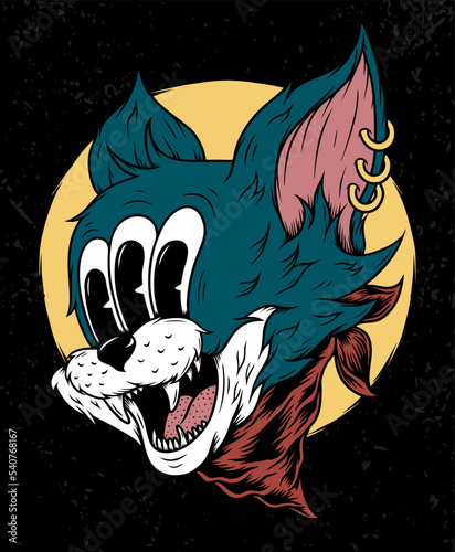 Monster cat with three eyes illustration design concepts