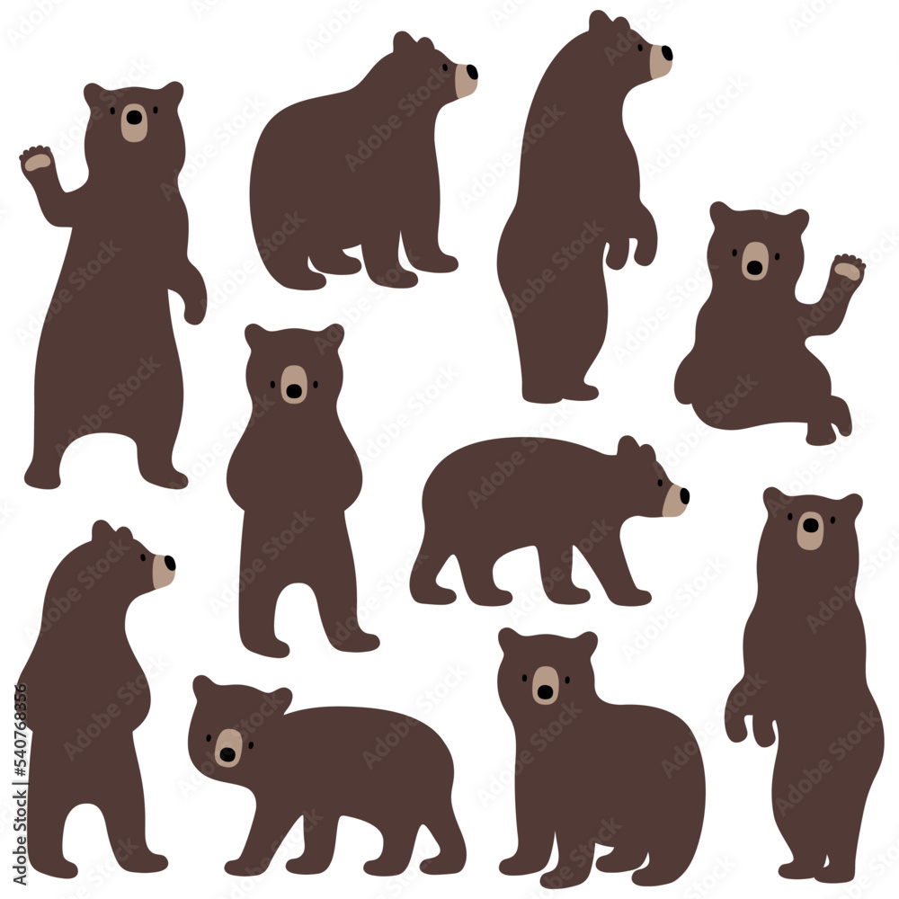 set of woodland brown bears set of woodland brown bears