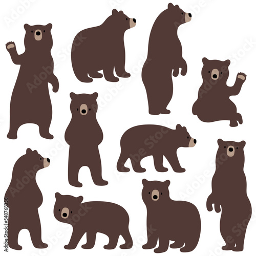 set of woodland brown bears