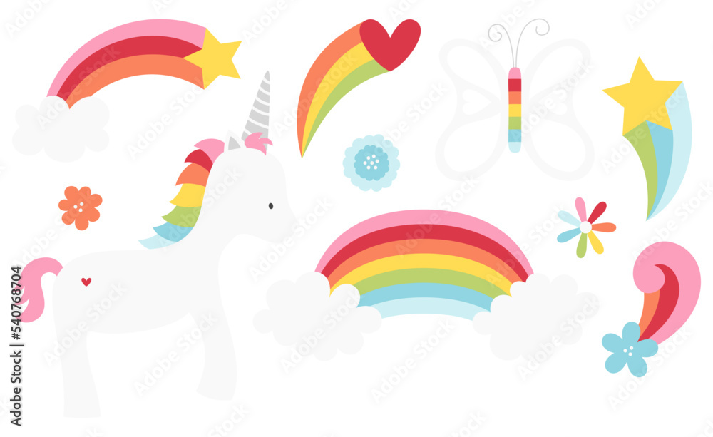 rainbows and unicorn vectors rainbows and unicorn vectors