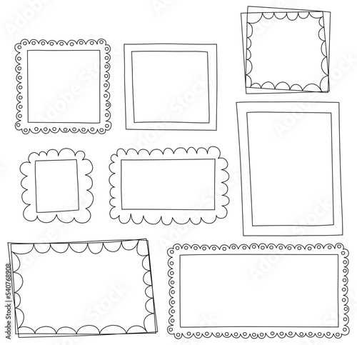 Hand-drawn doodle frames set