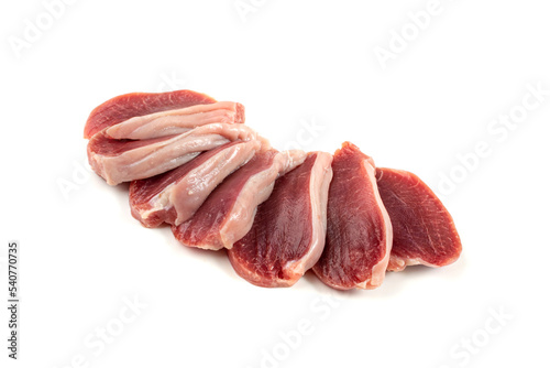 Konstfotografi Poultry Offal Slices Isolated, Raw Chicken Stomach, Poultry Giblets, Fresh Turke