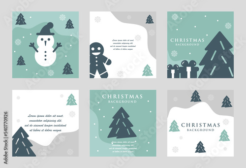 Christmas Post Feed For Social Media Template. Social media stories and post creative vector set.