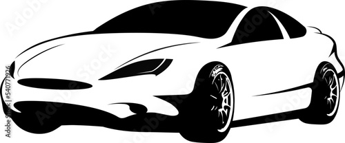 Sports car silhouette. Fast sports car. Sweeping car body lines