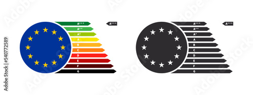 European energy efficiency classes. Energy efficiency rating. Energy efficiency arrows. Vector illustration