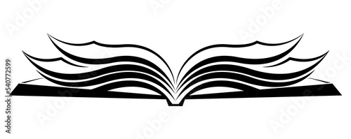 Illustration of open book. Logo template