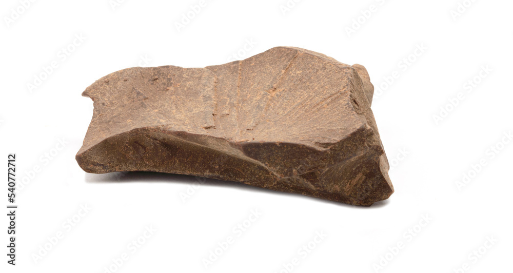 a large piece of natural cocoa chocolate on a white background a large piece of natural cocoa chocolate on a white background