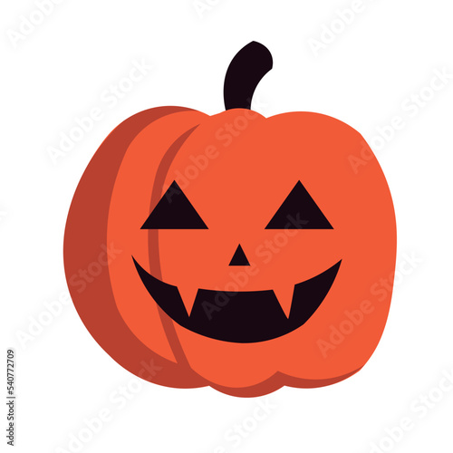 Imagen vectorial de una calabaza decorada con ojos y sonriza estilo hallowen 