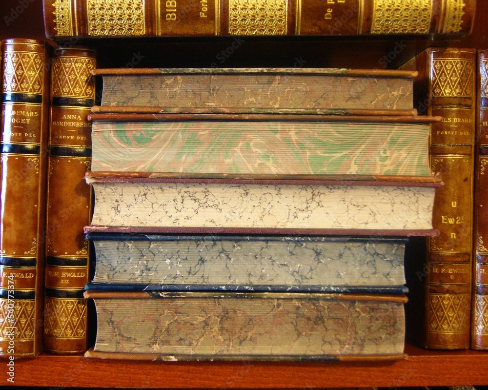 Decorative marble paper on the books of antique books. 