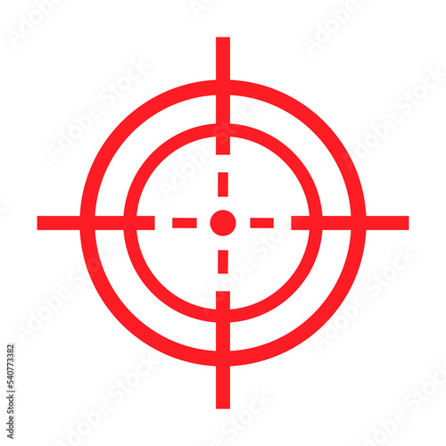 Target destination red icon. Aim sniper shoot. Focus cursor symbol. Bull eye mark. Vector isolated on white.	