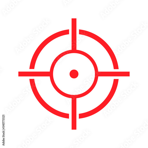 Target destination red icon. Aim sniper shoot. Focus cursor symbol. Bull eye mark. Vector isolated on white.	