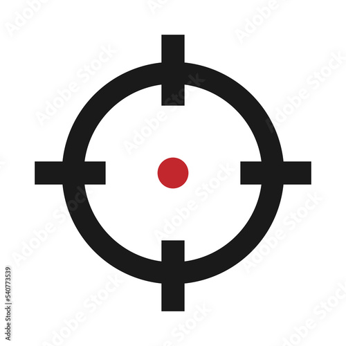 Target destination with red dot icon. Aim sniper shoot. Focus cursor symbol. Bull eye mark. Vector isolated on white.	 photo