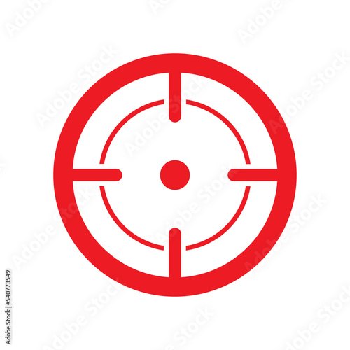 Target destination red icon. Aim sniper shoot. Focus cursor symbol. Bull eye mark. Vector isolated on white.	