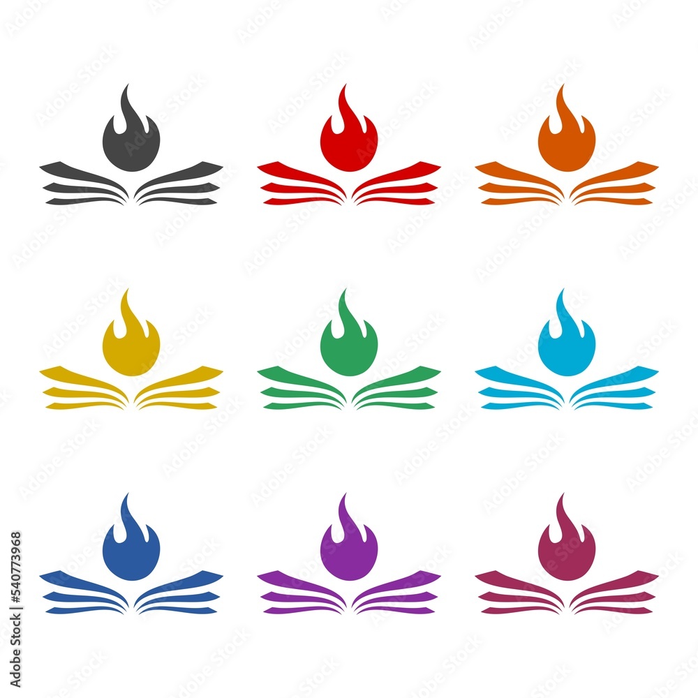 Hot Learn logo icon isolated on white background. Set icons colorful Hot Learn logo icon isolated on white background. Set icons colorful