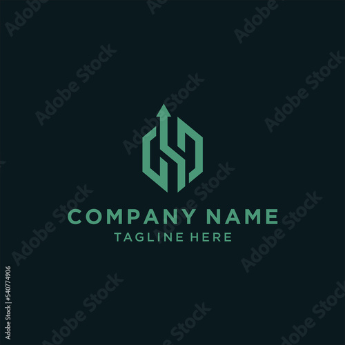 Letter h with swoosh arrow up logo design vector image