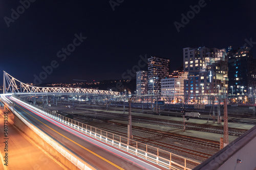 Photography Oslo Barcode Railroad, Long Exposure Night