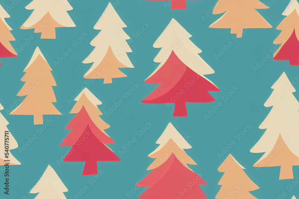 watercolor christmas background, colorful pattern, new year, christmas tree decorated