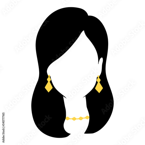 Woman with jewelry. Female silhouette. Vector illustration.