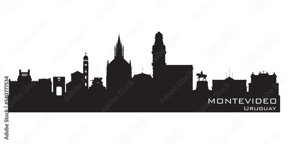 Montevideo Uruguay city skyline vector silhouette