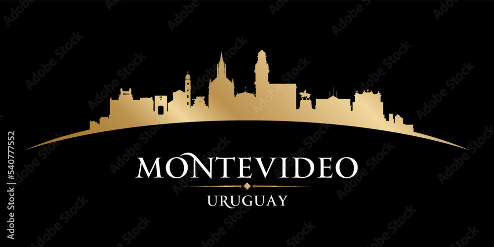Montevideo Uruguay city silhouette black background
