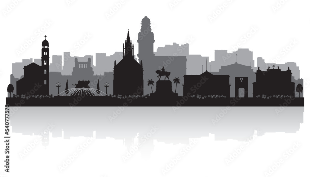 Montevideo Uruguay city skyline silhouette