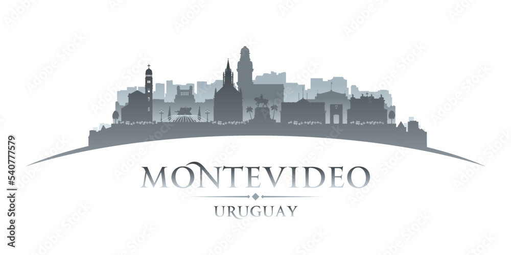 Montevideo Uruguay city silhouette white background