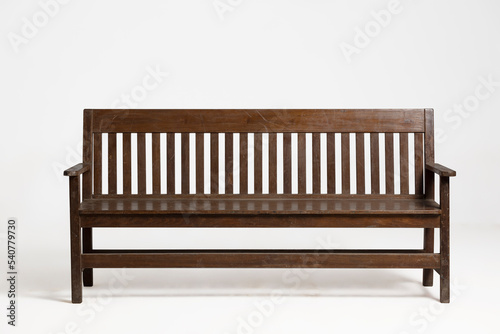 Old wooden Bench on white.