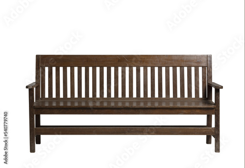 Canvas Print Old wooden Bench on white.