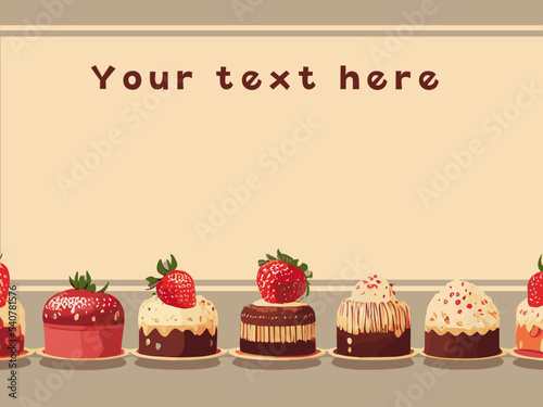 background of chocolate cream cupcake vector illustration
