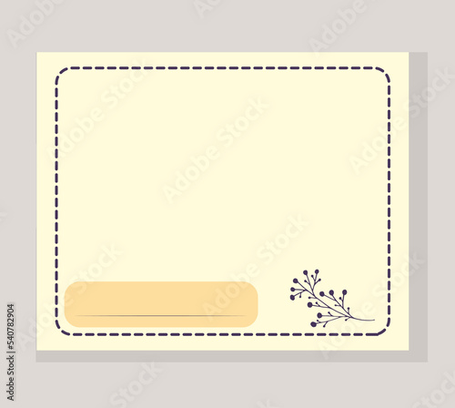 Page notebook sketchbook yellow with a sprig of dried flowers Vector illustration