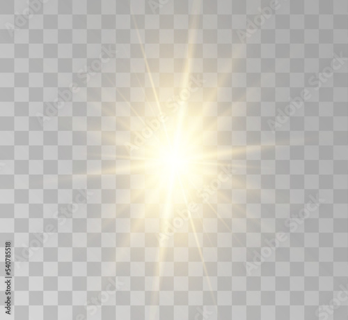 Transparent yellow sunlight special lens flash light effect. Front solar flare lenses.	