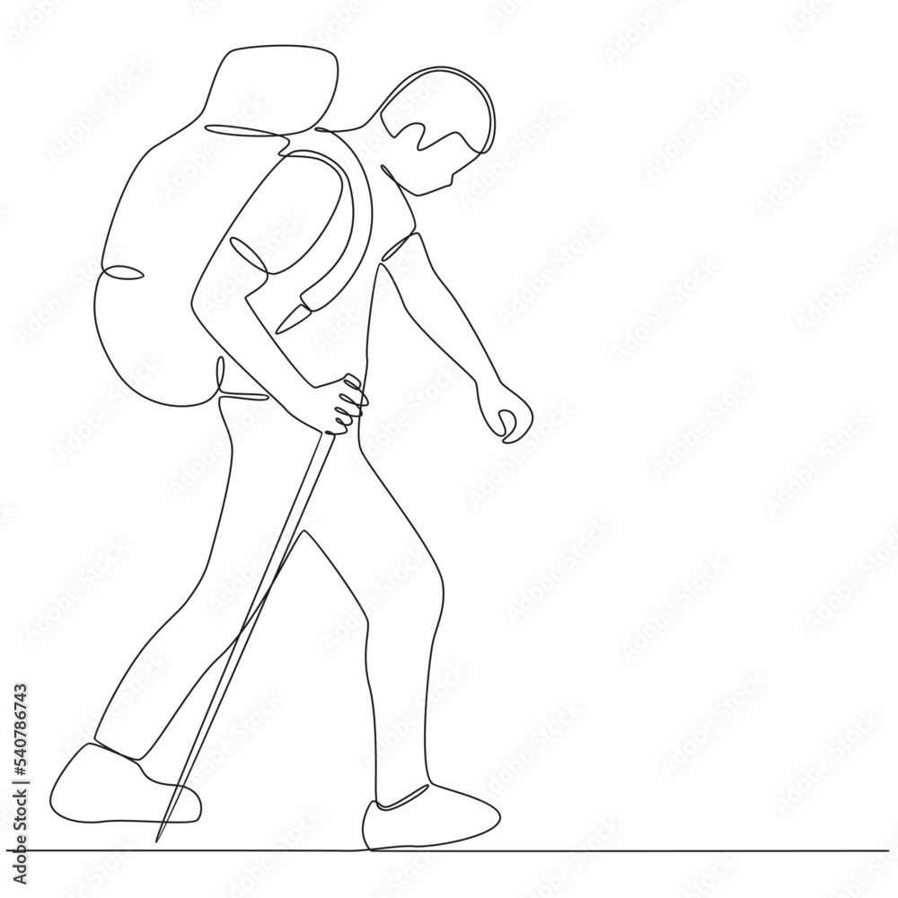 Hiking Continuous Line Drawing Vector Illustration Hiking Continuous Line Drawing Vector Illustration