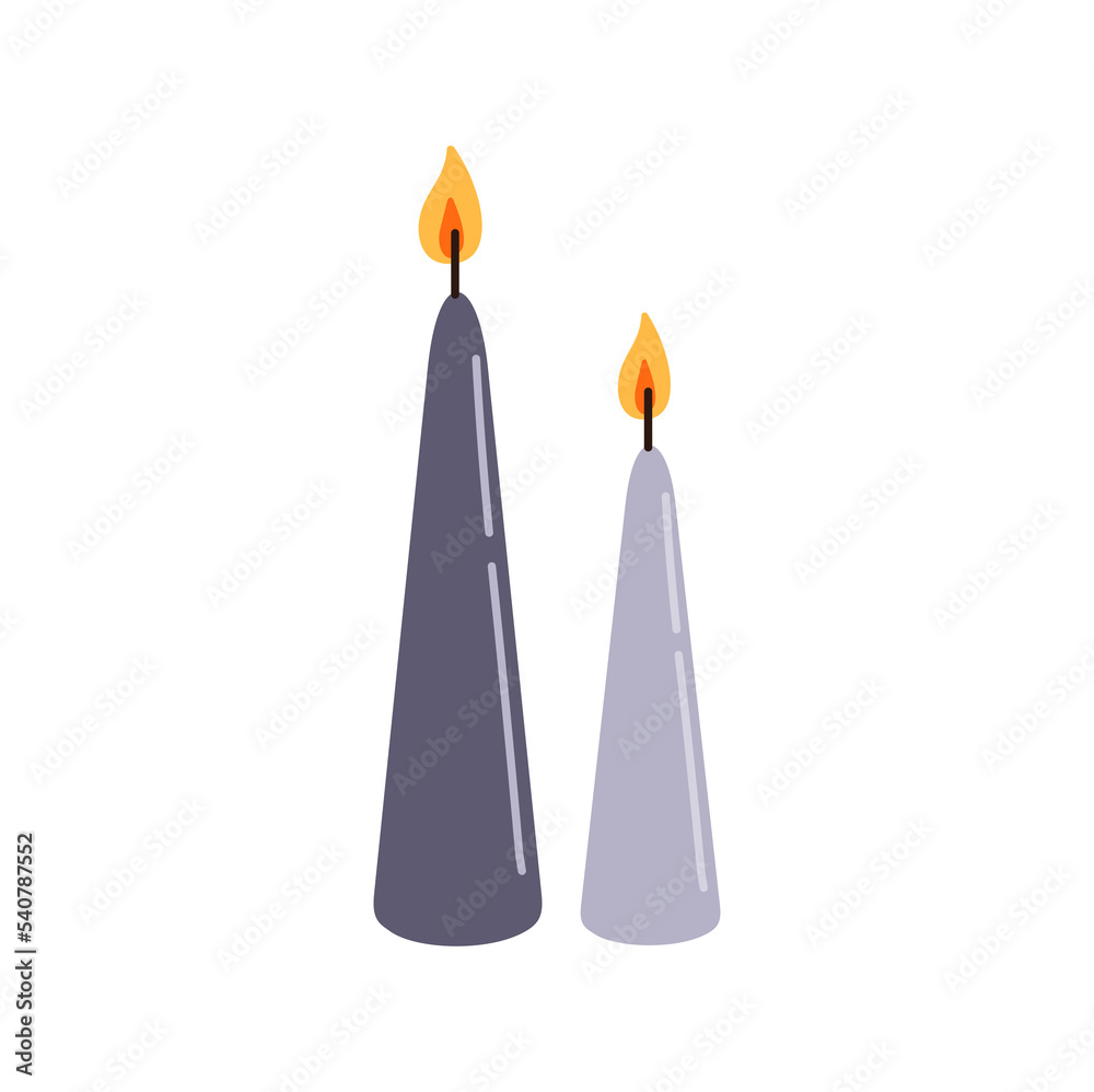 Spa decorative bathroom candles, meditation and spa accessories. Vector candlesticks with glowing fire, aromatherapy and massage, bath decoration Spa decorative bathroom candles, meditation and spa accessories. Vector candlesticks with glowing fire, aromatherapy and massage, bath decoration
