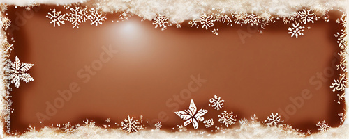 chocolate christmas brown background with snowflakes