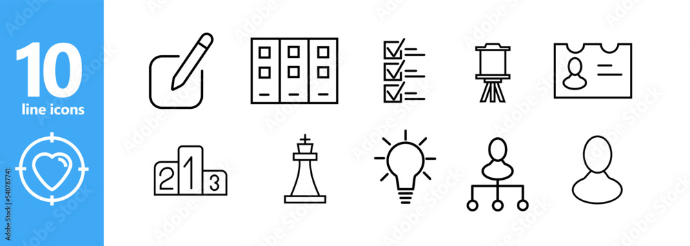 Infograpic set icon. List, competition, chess, idea, server, communication, productivity, earnings. Infograpic concept. Vector line icon for business Infograpic set icon. List, competition, chess, idea, server, communication, productivity, earnings. Infograpic concept. Vector line icon for business