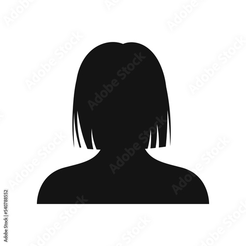 Woman silhouette avatar isolated female face with fashion hairstyle. Vector anonymous character picture, woman user account interface placeholder photo