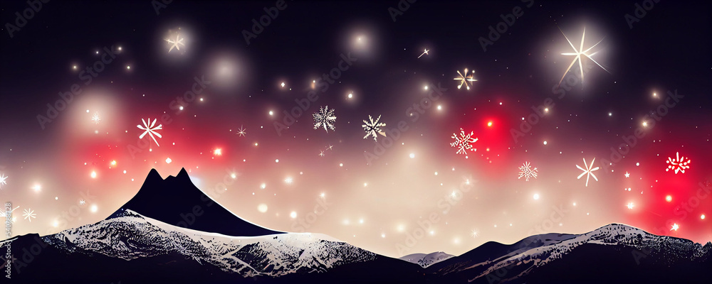 Fototapeta premium Christmas landscape with mountains