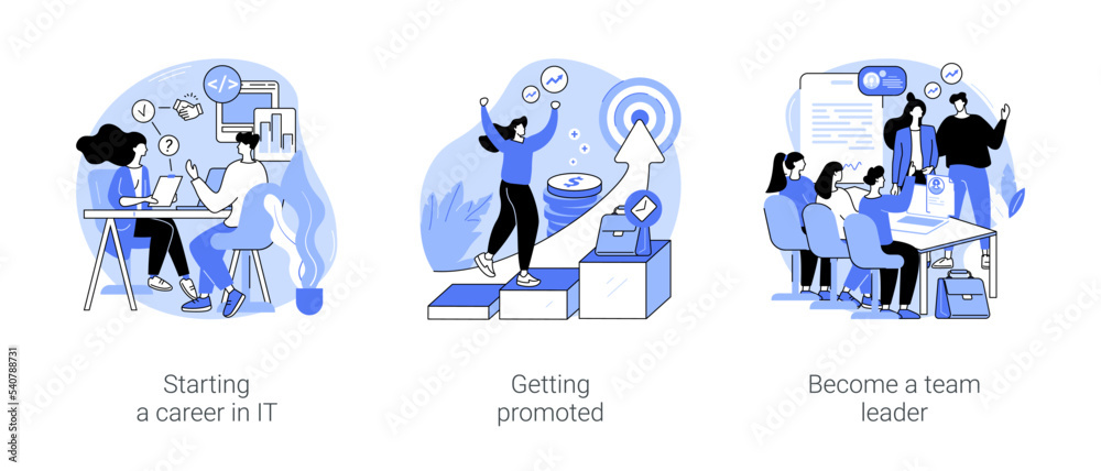 IT career growth isolated cartoon vector illustrations se Stock Vector