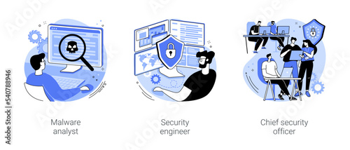 Cybersecurity professions isolated cartoon vector illustrations se