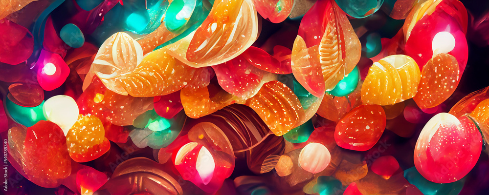 Christmas Candy Colorful Background Banner AI generated