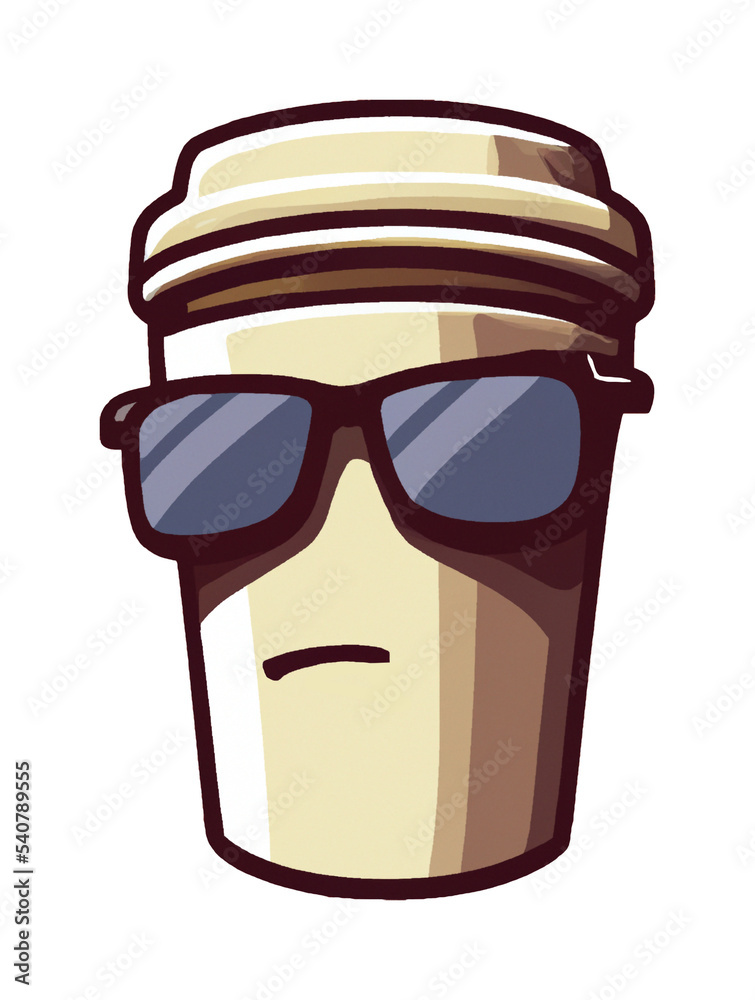 Coffee Cup Cartoon Character Wearing Sunglasses Coffee Cup Cartoon Character Wearing Sunglasses