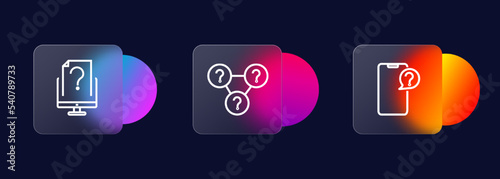 Question icons set. Unknown document, strange message. Question concept. Glassmorphism style. Vector line icon for business