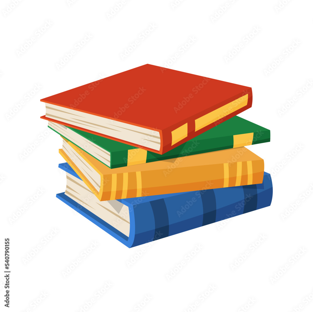 Pile of books in color hardcovers, business textbooks or bestsellers. Vector encyclopedias heap, studying and knowledge materials, bookstore object Pile of books in color hardcovers, business textbooks or bestsellers. Vector encyclopedias heap, studying and knowledge materials, bookstore object