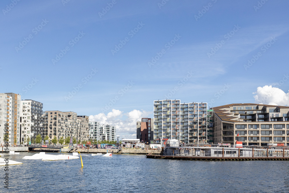 Aarhus`  architectural landmarks,most significant buildings in Denmark. Aarhus is a city for architecture lovers., In Aarhus old harbor,Denmark,Europe