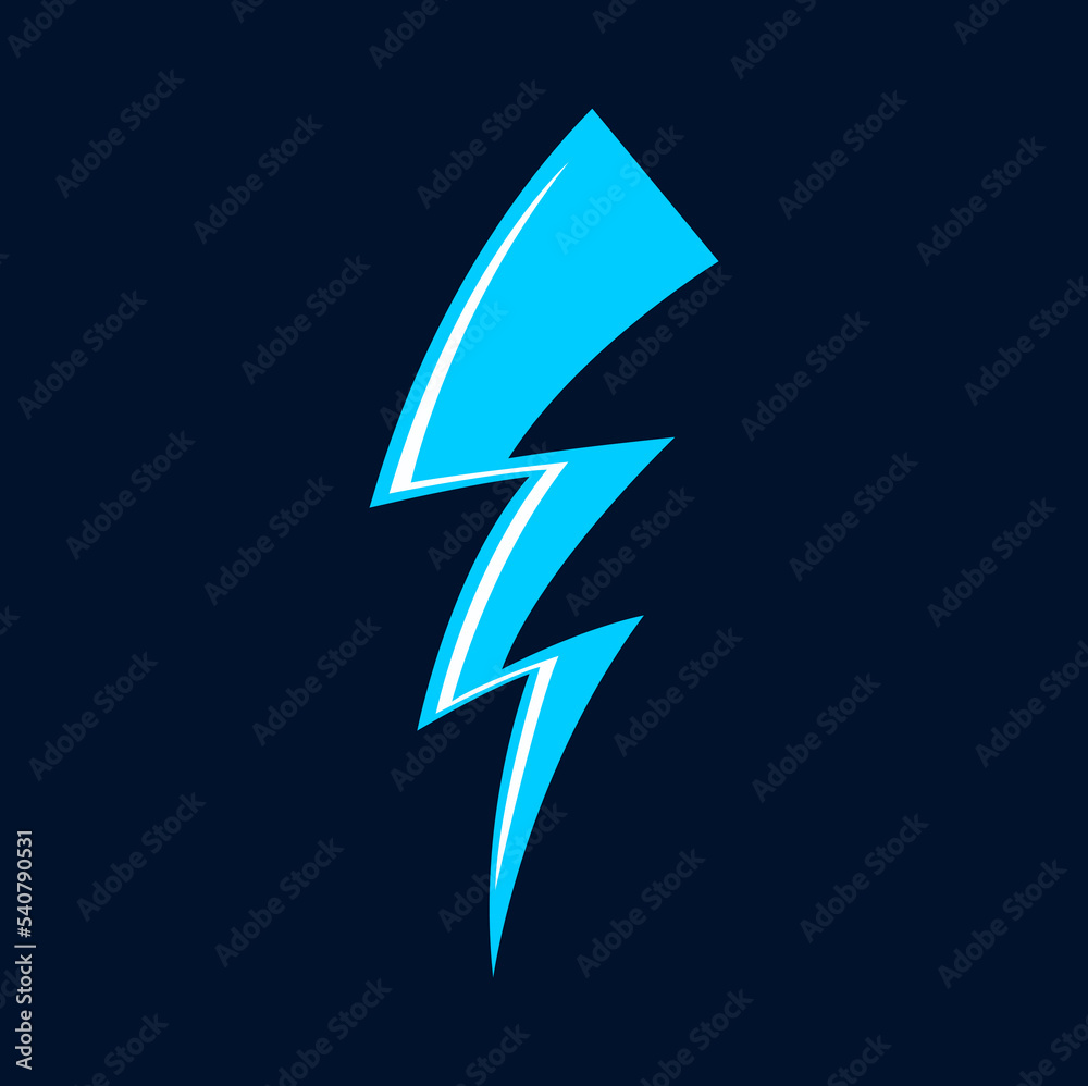 Speed or shock sign, thunderbolt lightning flash. Vector electrical power sparkle, energy storm bolt. Thunder at night sky Speed or shock sign, thunderbolt lightning flash. Vector electrical power sparkle, energy storm bolt. Thunder at night sky