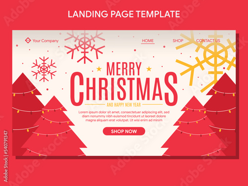 flat christmas landing page banner template