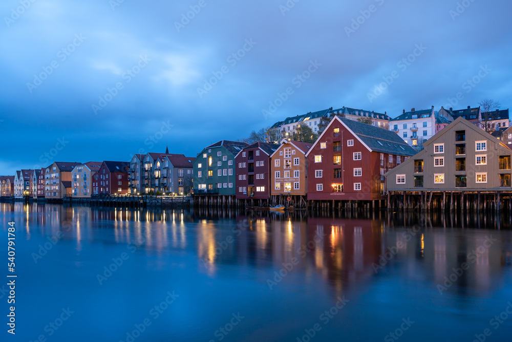 Trondheim Bakklandet Nidelva, Sunset Long Exposure 