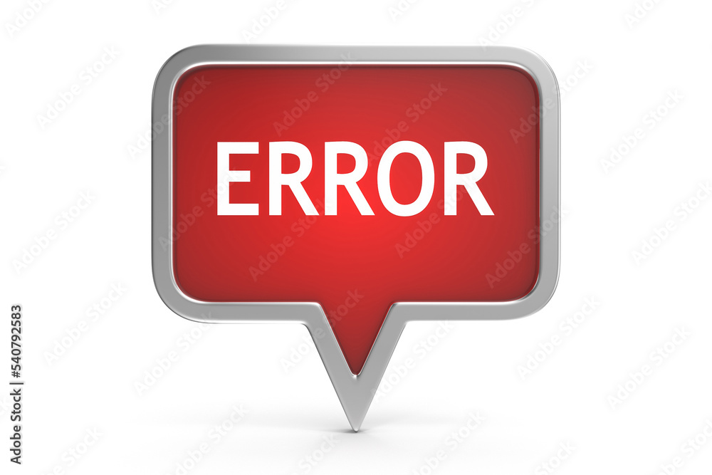 Error Text on Red Speech Bubble Error Text on Red Speech Bubble